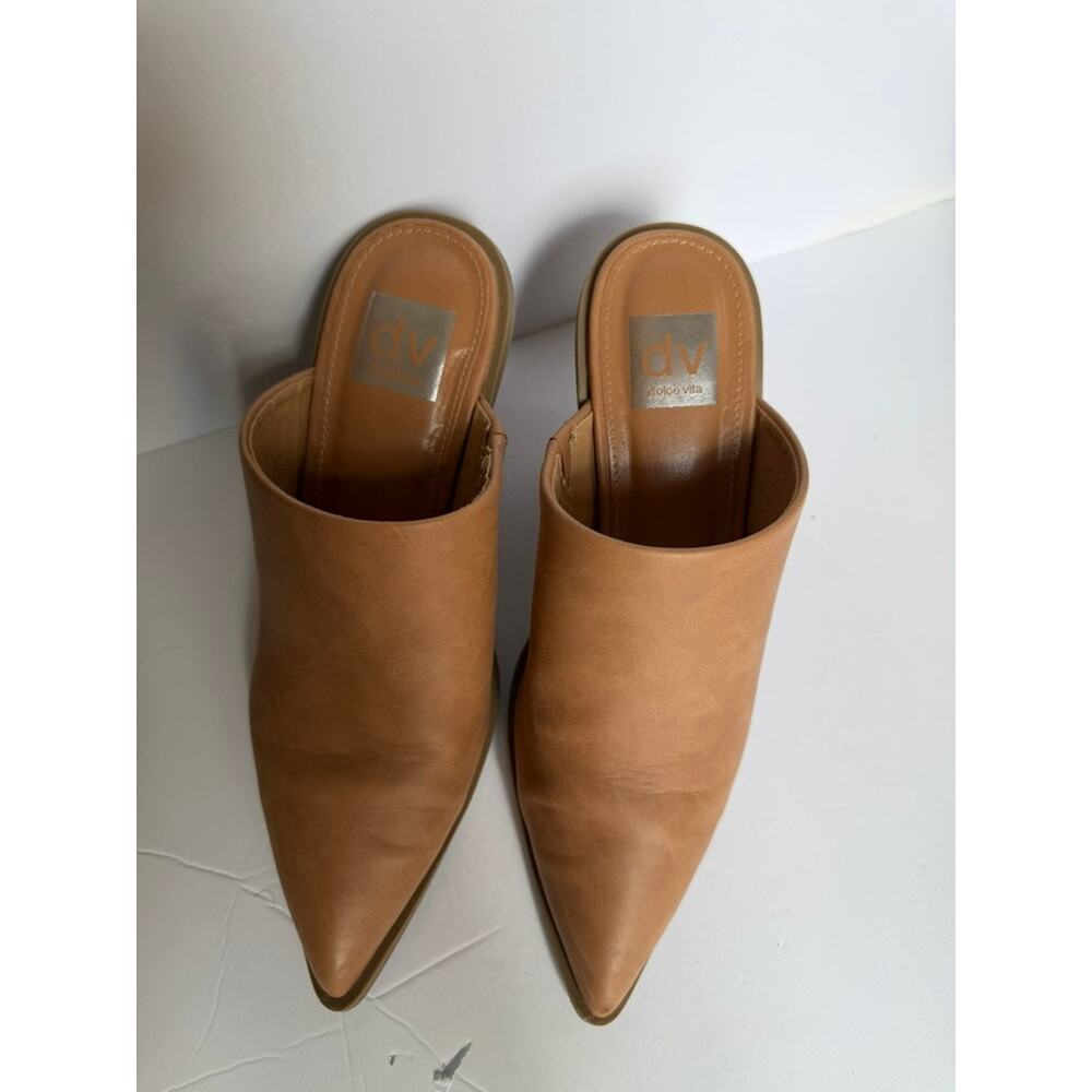 Dolce Vita Tan Pointed Toe Mule Heels Block Heel Slip On Shoes